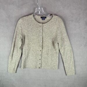 Ann Taylor Cashmere Cardigan Small Classic Luxury Workwear Button Gray HOLE